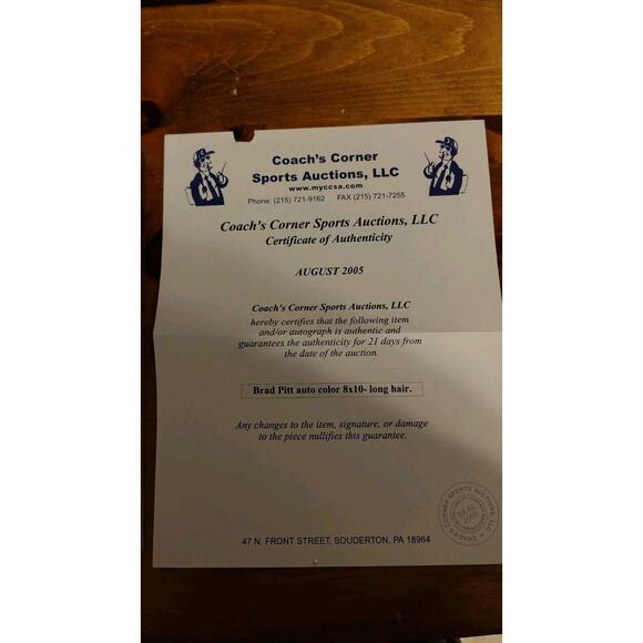 COA Autograph Brad Pitt 8X10 Photo Hand Signed Autographed Long Hair 2005 COA - Picture 4 of 4